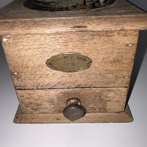 Vintage French Peugeot Freres Coffee Grinder Burr Mill Wooden French Country - Picture 7 of 16
